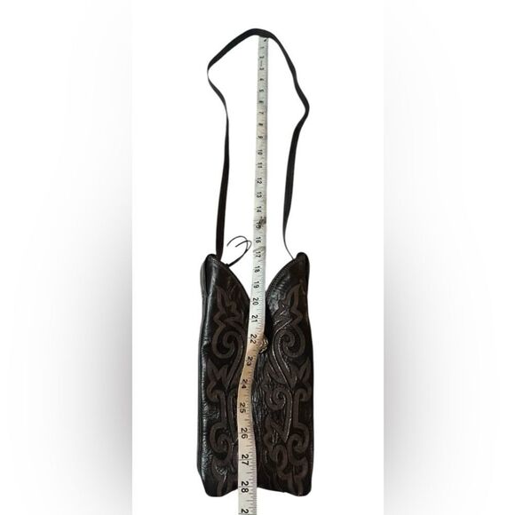 Justin Boots UpCycled Boot Bucket Purse brown Leather Crossbody - Picture 5 of 6